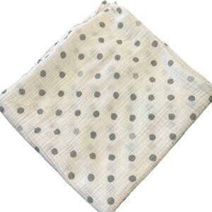Aden + Anais Cotton Muslin Polka Dot Baby Blanket 47" X 47" White & Gray